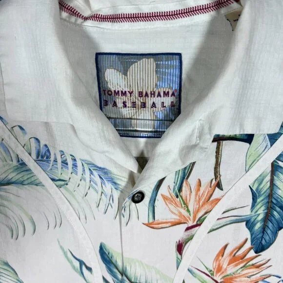Tommy Bahama Cool, Palm and Collected Tampa Bay Rays Camp Shirt 100% silk
